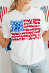 White Flag Graphic Crew Neck Tee Graphic Tees JT's Designer Fashion