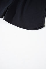 Black Sequined COFFEE Loose Fit Sweatshirt and Shorts Set Short Sets JT's Designer Fashion