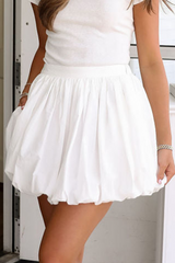 White Bubble Mini Skirt with Pockets Skirts & Petticoat JT's Designer Fashion