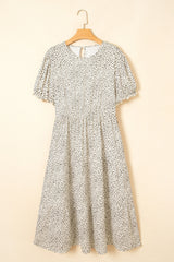 Beige Plus Size Leopard Print Frill Trim Short Sleeve Flared Dress Plus Size Midi Dresses JT's Designer Fashion