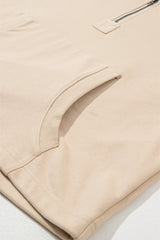 Parchment Solid Kangaroo Pocket Half Zipper Oversized Hoodie Sweatshirts & Hoodies JT's Designer Fashion