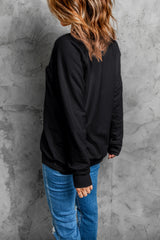Black Halloween Pumpkin Graphic Drop Shoulder Sweatshirt Graphic Sweatshirts JT's Designer Fashion
