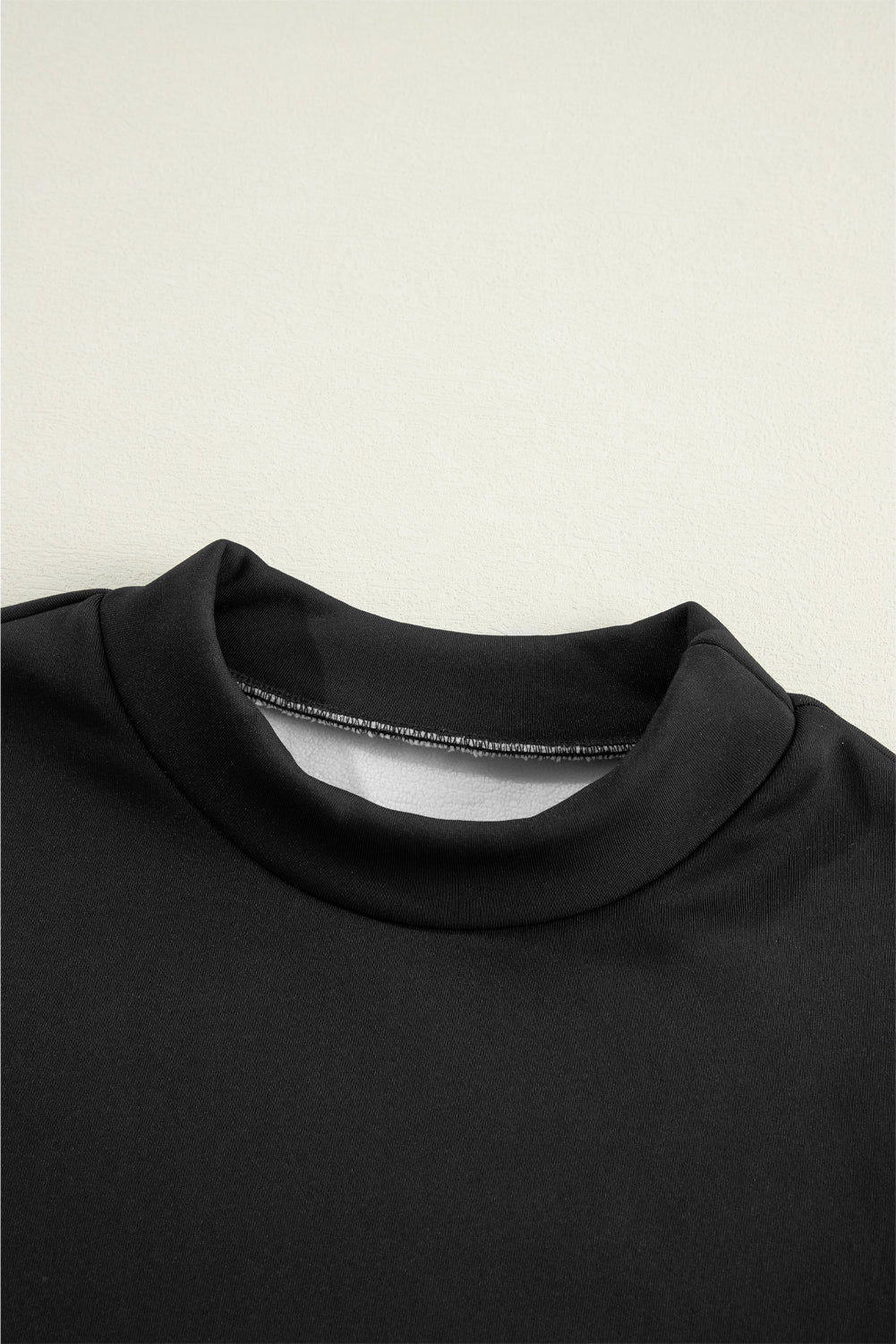 Black Mock Neck Thermal Lined Long Sleeve Tee Long Sleeve Tops JT's Designer Fashion