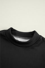 Black Mock Neck Thermal Lined Long Sleeve Tee Long Sleeve Tops JT's Designer Fashion