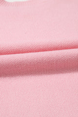 Pink Bow Graphic Drop Shoulder Round Neck Sweater Sweaters JT's Designer Fashion