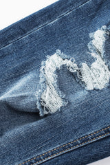 Blue Distressed Button Fly High Waist Skinny Jeans Jeans JT's Designer Fashion