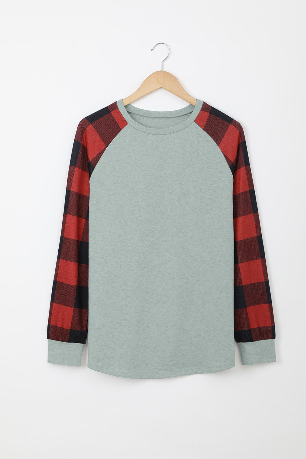 Gray Buffalo Plaid Long Sleeve Sweatshirt Sweatshirts & Hoodies JT's Designer Fashion