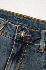 Sail Blue Exposed Stitching Loose Straight High Waist Jeans Jeans JT's Designer Fashion