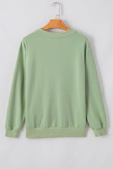 Smoke Green Plain Drop Shoulder Crewneck Pullover Sweatshirt Sweatshirts & Hoodies JT's Designer Fashion