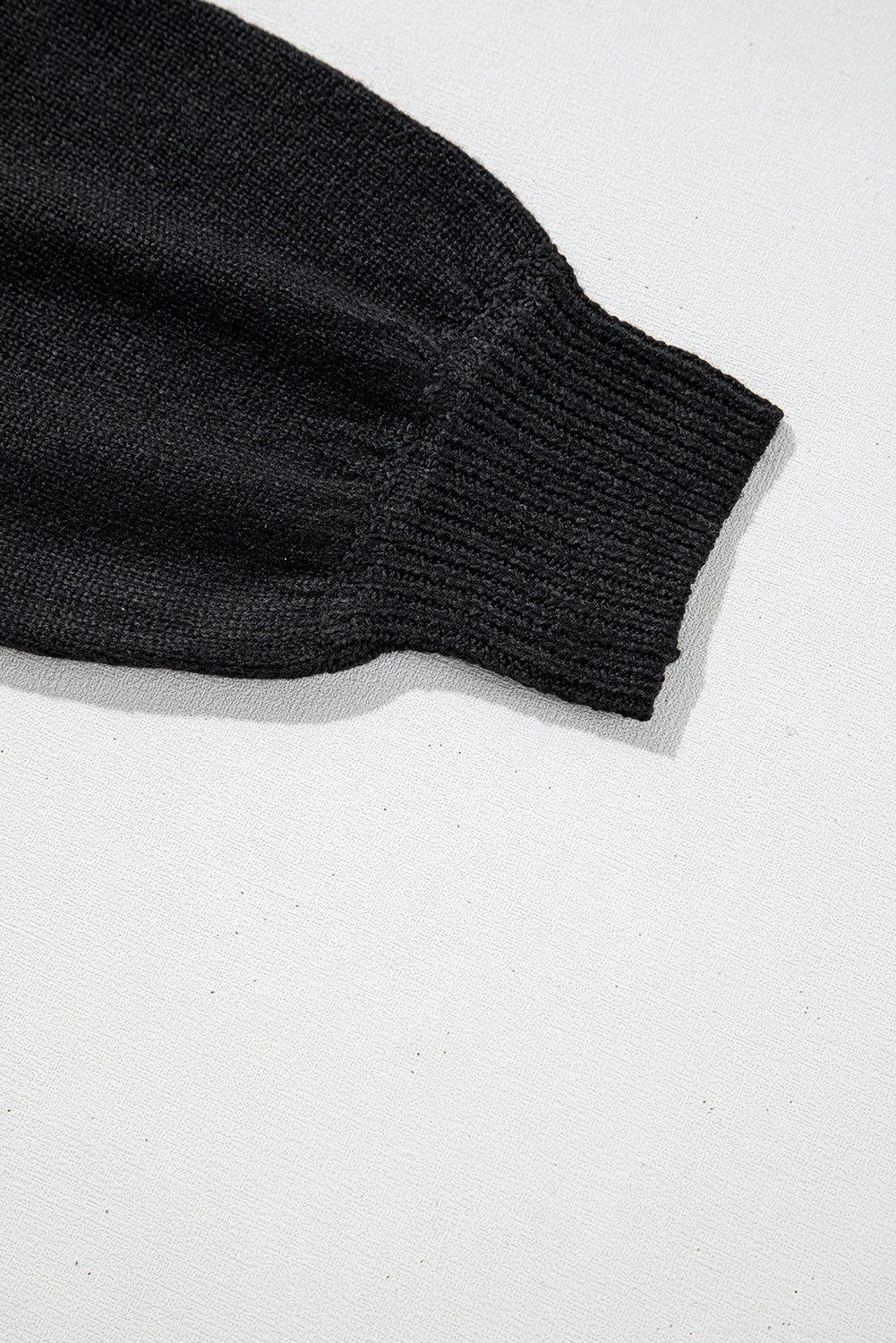 Black Eyelet Pattern Detail V Neck Drop Shoulder Sweater Sweaters JT's Designer Fashion