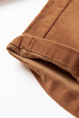 Chestnut Solid Color Double Breasted Straight Leg Pants Pants & Culotte JT's Designer Fashion