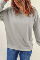 Gray Plain Crew Neck Pullover Sweatshirt Sweatshirts & Hoodies JT's Designer Fashion