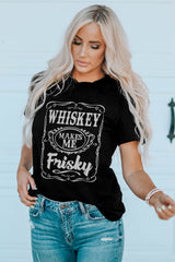 Black WHISKEY Makes Me Frisky Print Graphic Tee Graphic Tees JT's Designer Fashion
