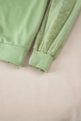 Mist Green Solid Patchwork Sleeve Round Neck Sweatshirt Sweatshirts & Hoodies JT's Designer Fashion