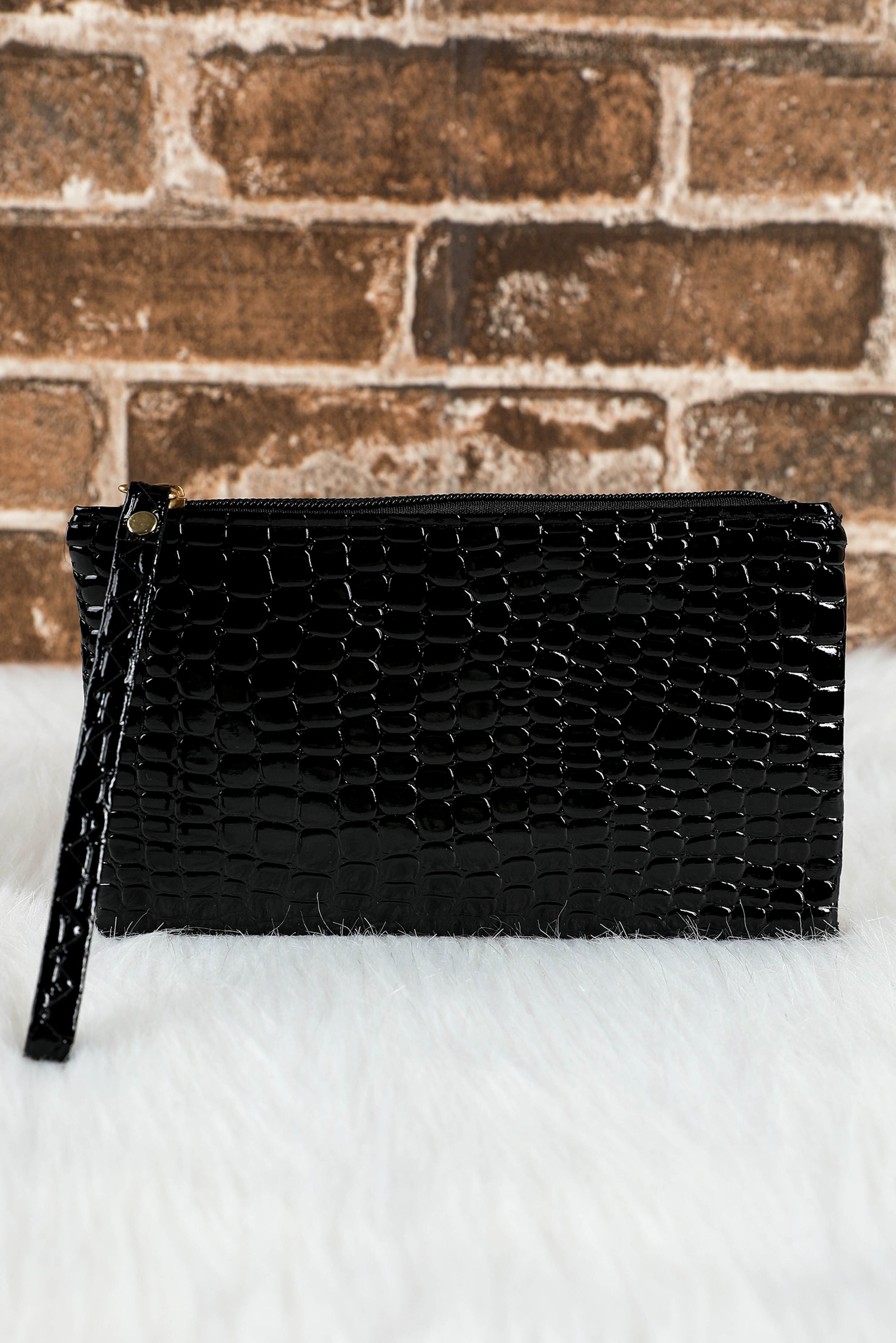 Black Crocodile Pattern Zipper Wristlet Wallet Handbags JT's Designer Fashion