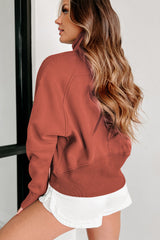 Flamingo Fleece Lined Zip Up Stand Collar Thumbhole Sleeve Sweatshirt Sweatshirts & Hoodies JT's Designer Fashion