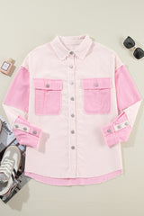 Delicacy Two-tone Color Exposed Seam Corduroy Shacket Jackets JT's Designer Fashion
