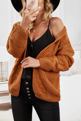 Khaki Chunky Wide Long Sleeve Knit Cardigan Sweaters & Cardigans JT's Designer Fashion