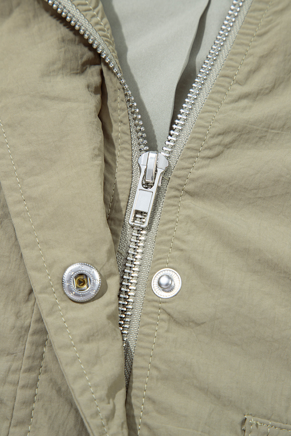 Laurel Green Zipped Pocket Cropped Hooded Utility Jacket Jackets JT's Designer Fashion