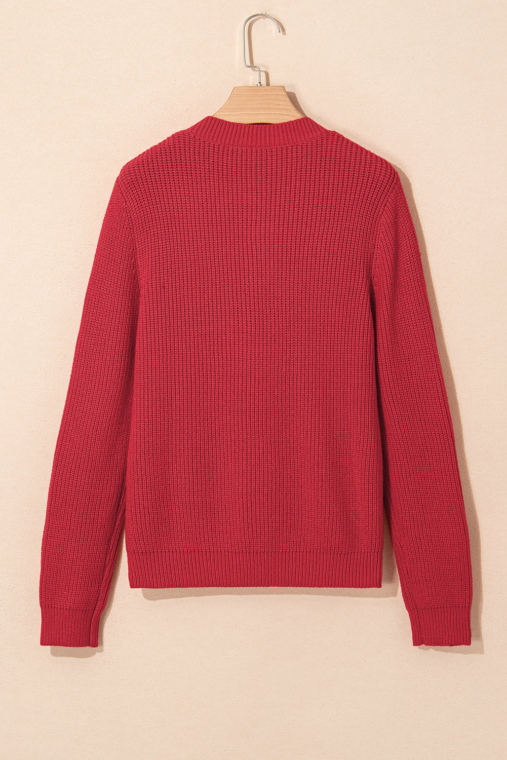 Fiery Red Ribbed Knit Bow Front Buttoned Cardigan Cardigans JT's Designer Fashion