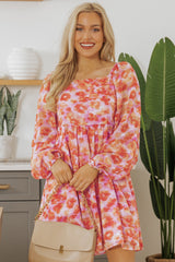 Rose Floral Print Square Neck High Waist Mini Dress Floral Dresses JT's Designer Fashion