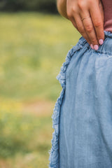 Myosotis Light Wash Raw Hem Ruffled Wide Leg Jeans Jeans JT's Designer Fashion