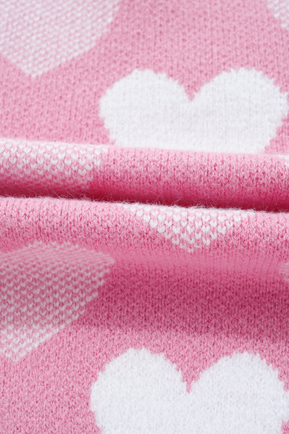 Pink Pearled Heart Print Valentines Crew Neck Sweater Sweaters JT's Designer Fashion