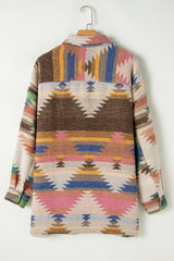 White Aztec Print Button Up Shacket Jackets JT's Designer Fashion