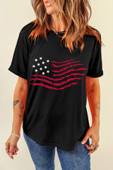 Black American Flag Graphic Crew Neck T Shirt Graphic Tees JT's Designer Fashion