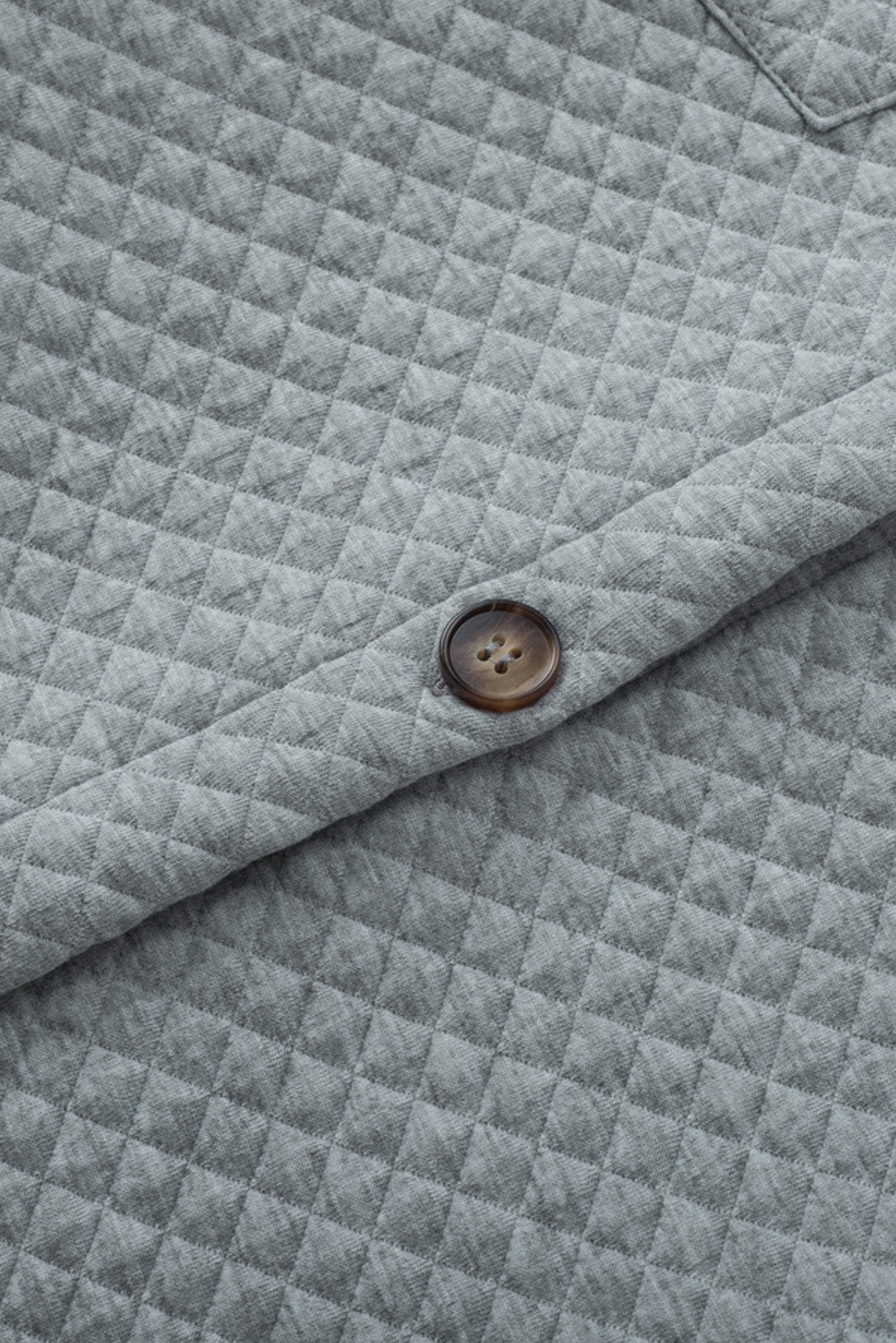 Gray Retro Quilted Flap Pocket Button Shacket Jackets JT's Designer Fashion