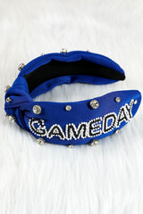 Dark Blue GAME DAY Rugby Football Season Diamond Knotted Headband Headwear JT's Designer Fashion