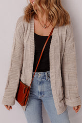 Delicacy Textured Knit Open Front Chic Cardigan with Pockets Cardigans JT's Designer Fashion