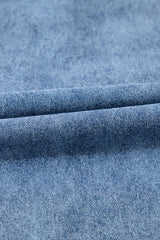 Beau Blue Short Sleeve Collared Patched Pocket Denim Mini Dress Mini Dresses JT's Designer Fashion