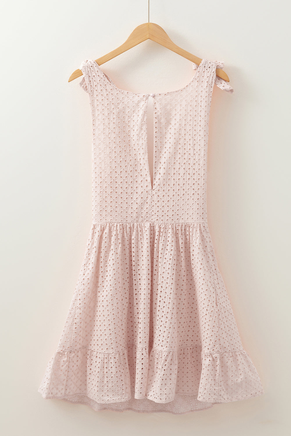 Delicacy Embroidered Eyelets Ruffled Hem Sleeveless Mini Dress Mini Dresses JT's Designer Fashion