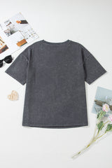 Dark Grey Kindness Butterflies Graphic Mineral Wash Loose Tee Graphic Tees JT's Designer Fashion