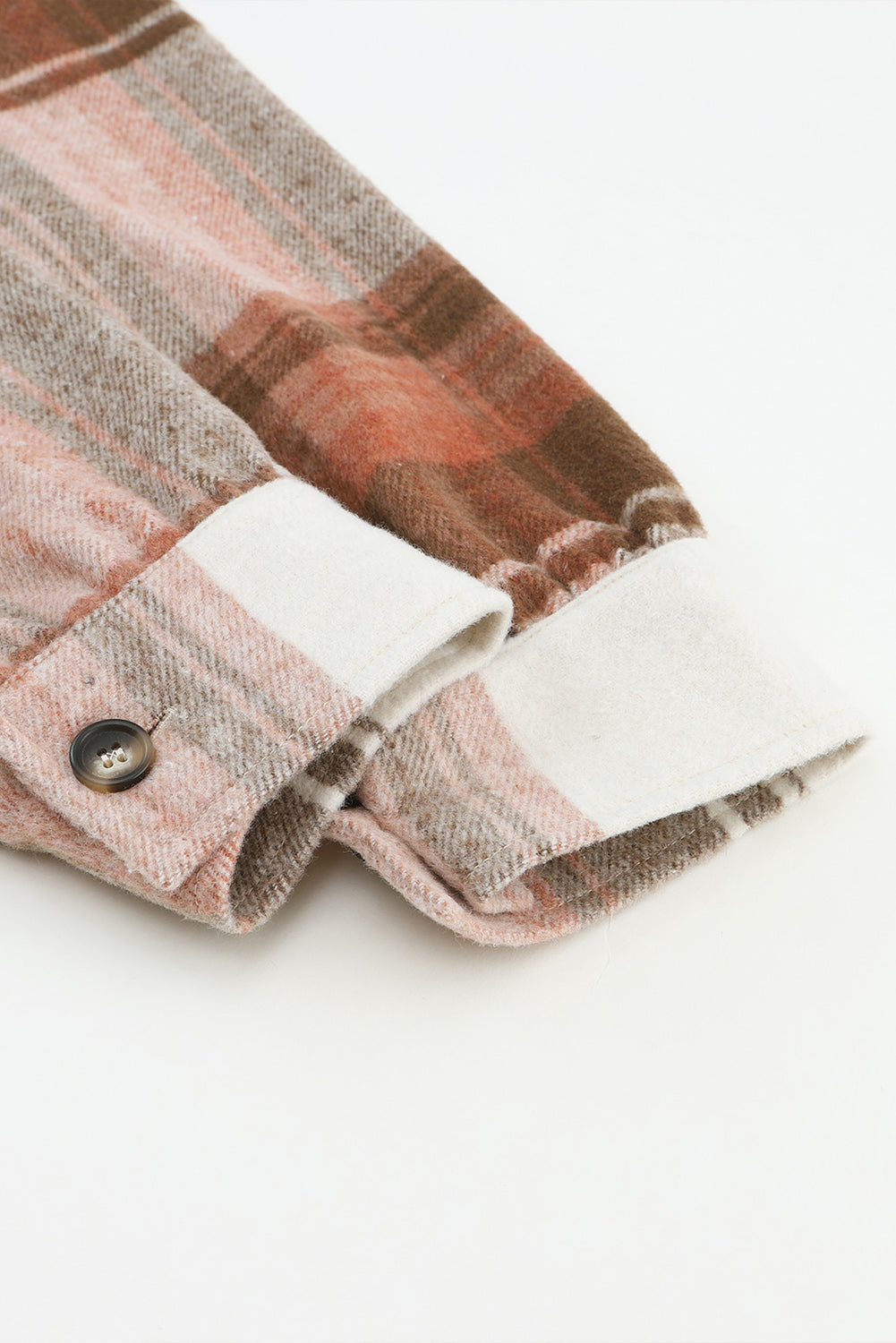 Brown Plaid Print Flap Pockets Long Shacket Plaid Shackets JT's Designer Fashion