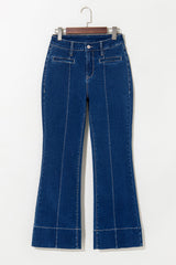 Sail Blue Center Seam Deep Wash Straight Jeans Jeans JT's Designer Fashion