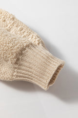 Parchment Checkered Sherpa Crew Neck Loose Sweater Sweaters JT's Designer Fashion