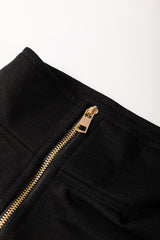 Black Zipper Flutter Sleeve Drawstring High Waist Jumpsuit Jumpsuits & Rompers JT's Designer Fashion