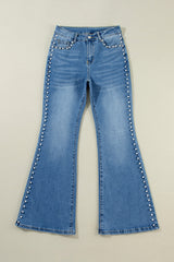 Dusk Blue Pearl Boot Cut Denim Jeans Jeans JT's Designer Fashion