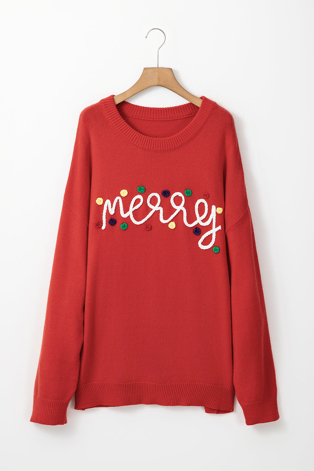 Fiery Red Merry Graphic Christmas Plus Size Sweater Plus Size Sweaters & Cardigans JT's Designer Fashion