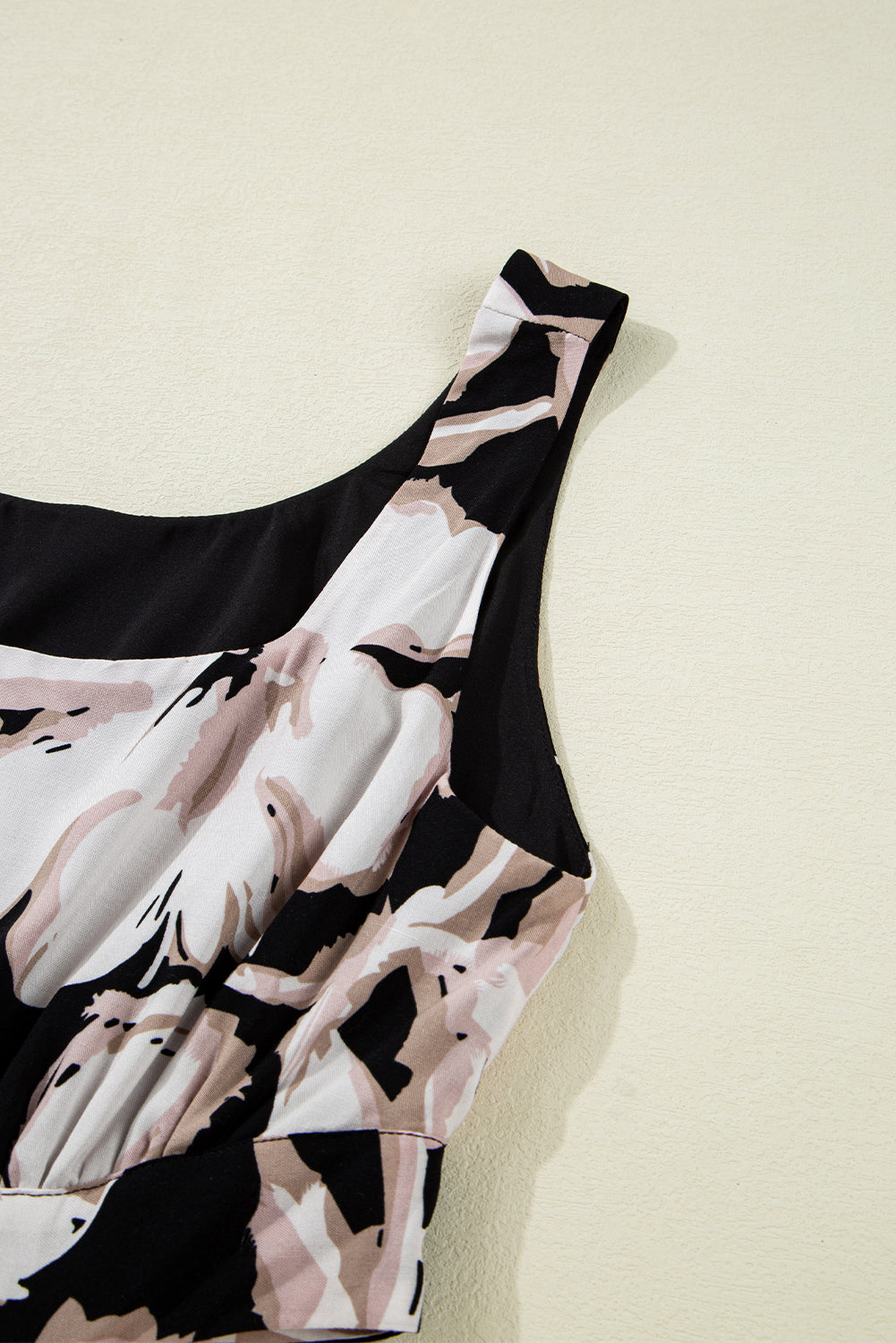 Black Floral Cutout Square Neck Knot Back Sleeveless Long Dress Maxi Dresses JT's Designer Fashion