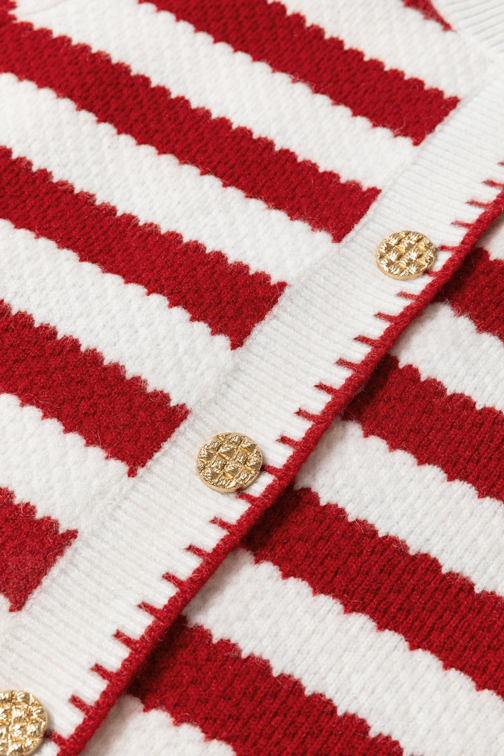 Red Stripe Chic Golden Button Cardigan Sweater Cardigans JT's Designer Fashion