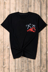 Black Girlie Bow Crawfish Printed T Shirt Graphic Tees JT's Designer Fashion