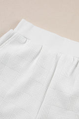 White Textured Cropped Hoodie and Shorts Set Short Sets JT's Designer Fashion