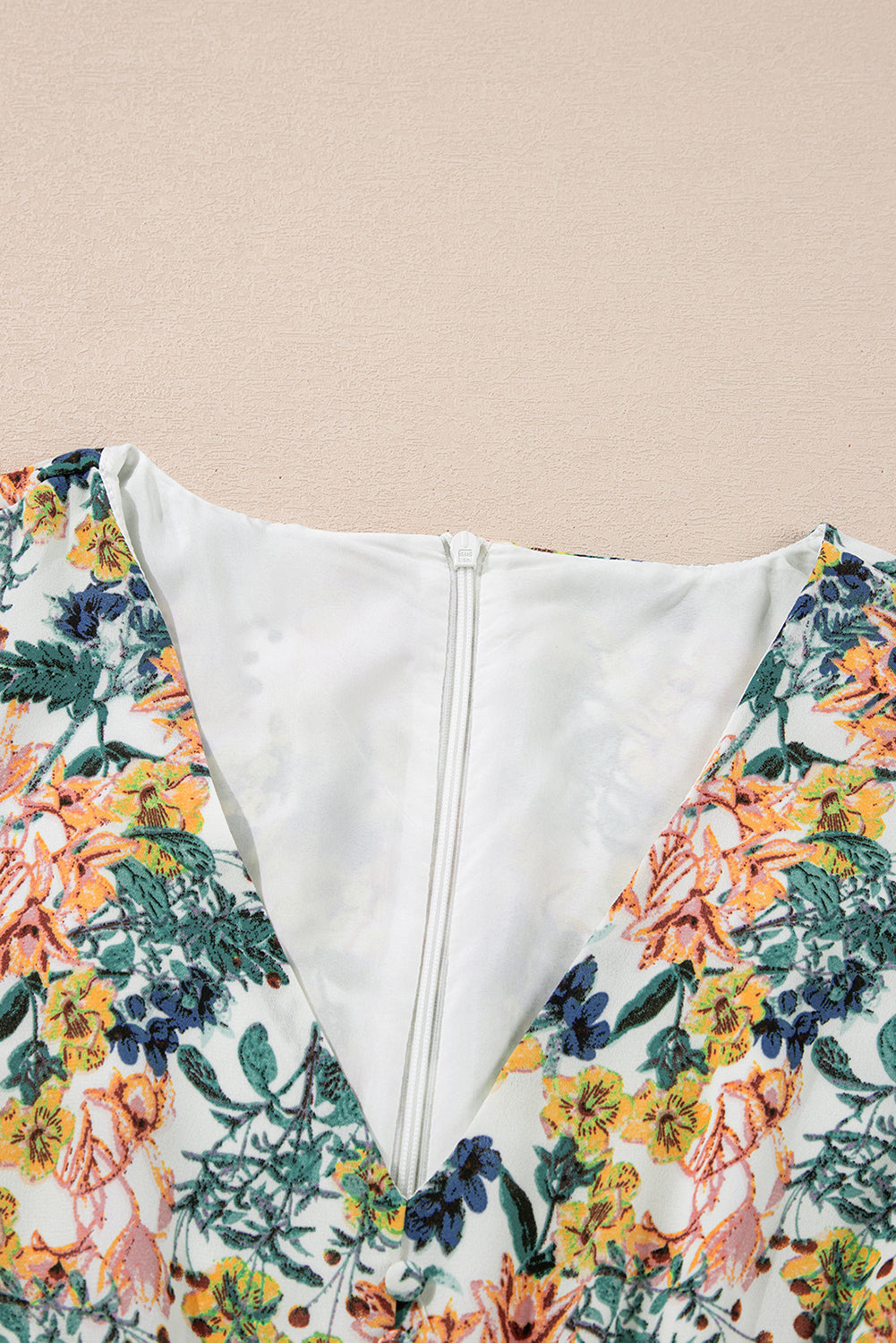 Sky Blue Floral 3/4 Sleeve V Neck High Waist Ruffled Dress Floral Dresses JT's Designer Fashion