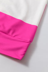 Rose Red Colorblock Striped Drop Shoulder Long Sleeve Top Long Sleeve Tops JT's Designer Fashion