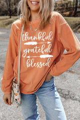Orange thankful grateful blessed Arrow Graphic Corded Sweatshirt Graphic Sweatshirts JT's Designer Fashion