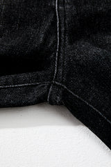Carbon Grey Mineral Wash Raw Hem High Waist Flared Jeans Jeans JT's Designer Fashion