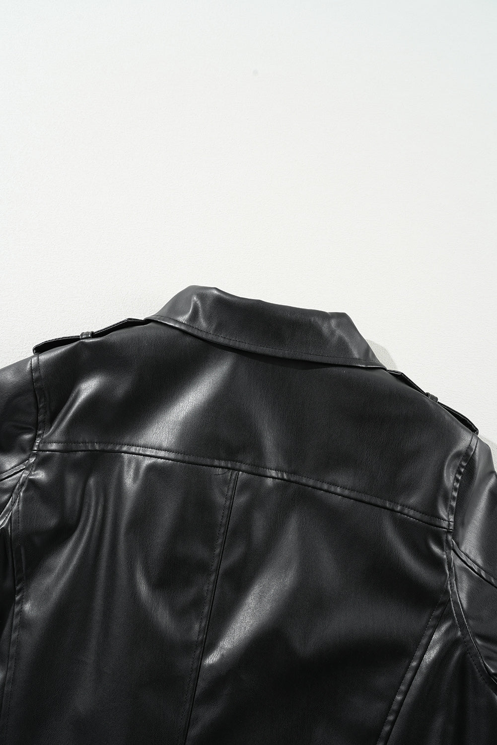 Black PU Leather Lapel Collar Zipper Jacket Jackets JT's Designer Fashion